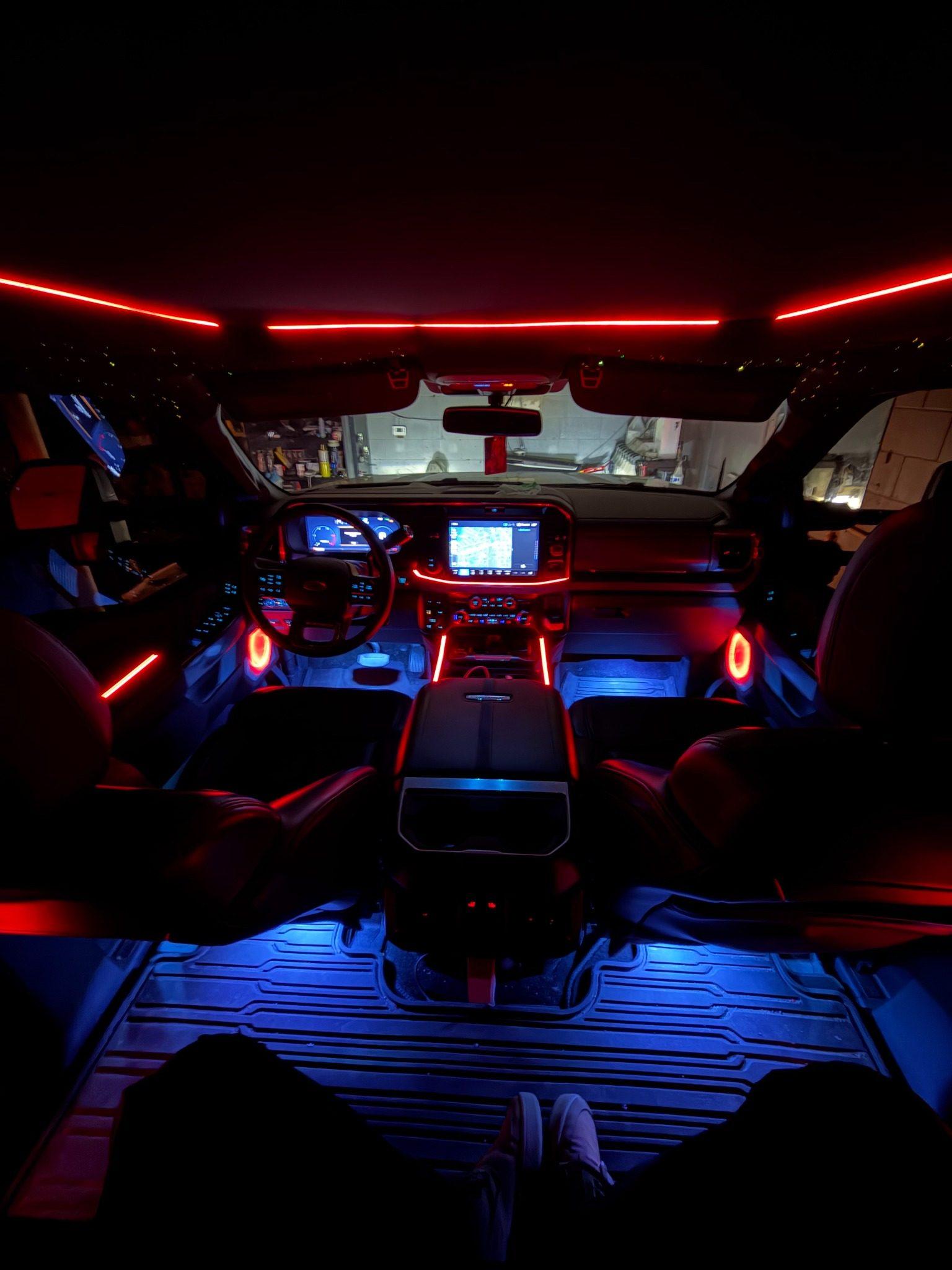Red and Blue SUV Cabin by Auto Revival Customs